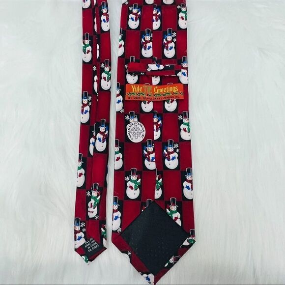Hallmark Yule Tie Greetings by MMG Men's Festive Holiday Winter Snowman Necktie - Picture 4 of 7